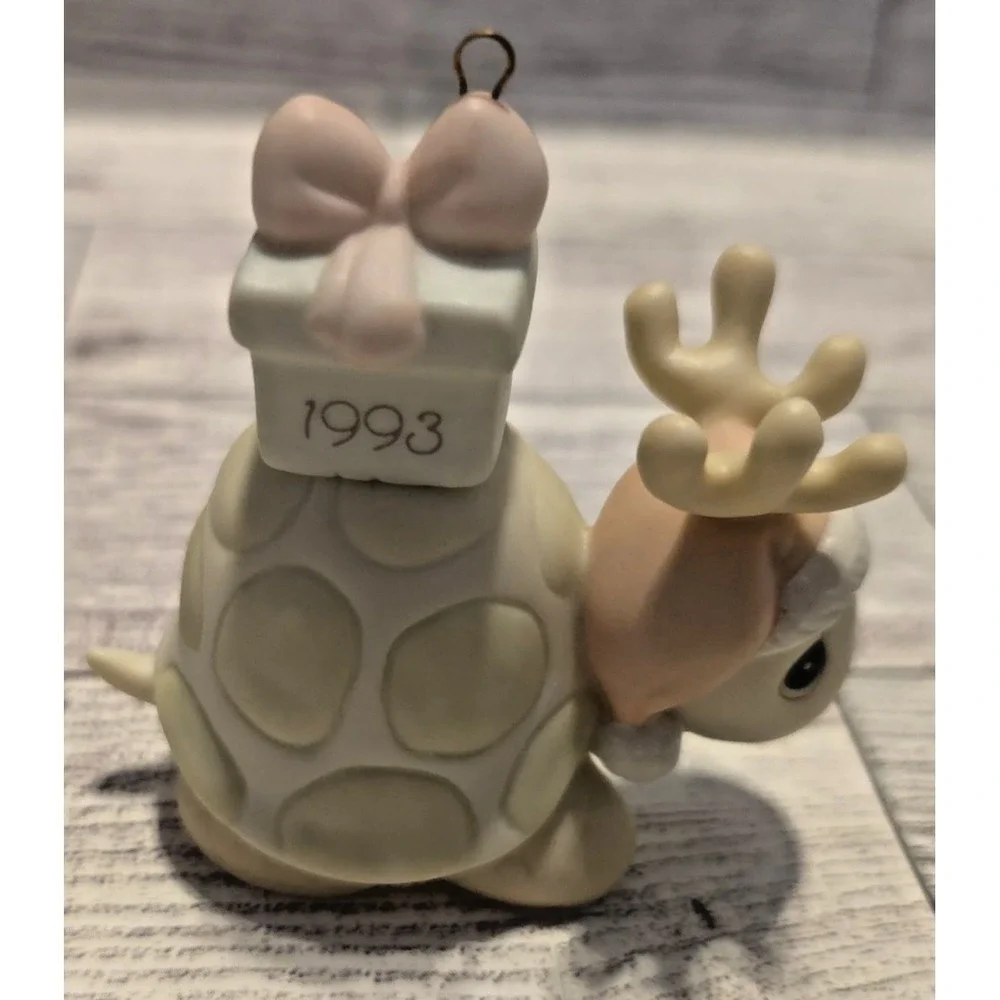 520489 Precious Moments Ornament Turtle w‎ Antlers Dated 1993 Christmas